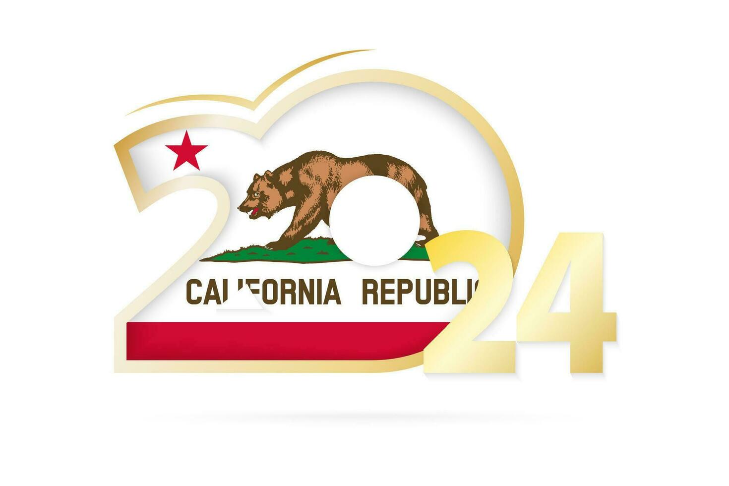 Year 2024 with California Flag pattern. vector