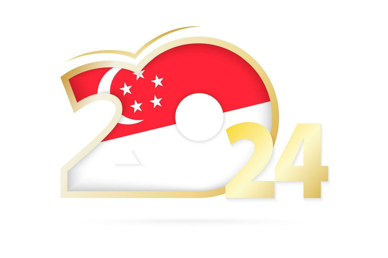 Year 2024 with Singapore Flag pattern. vector