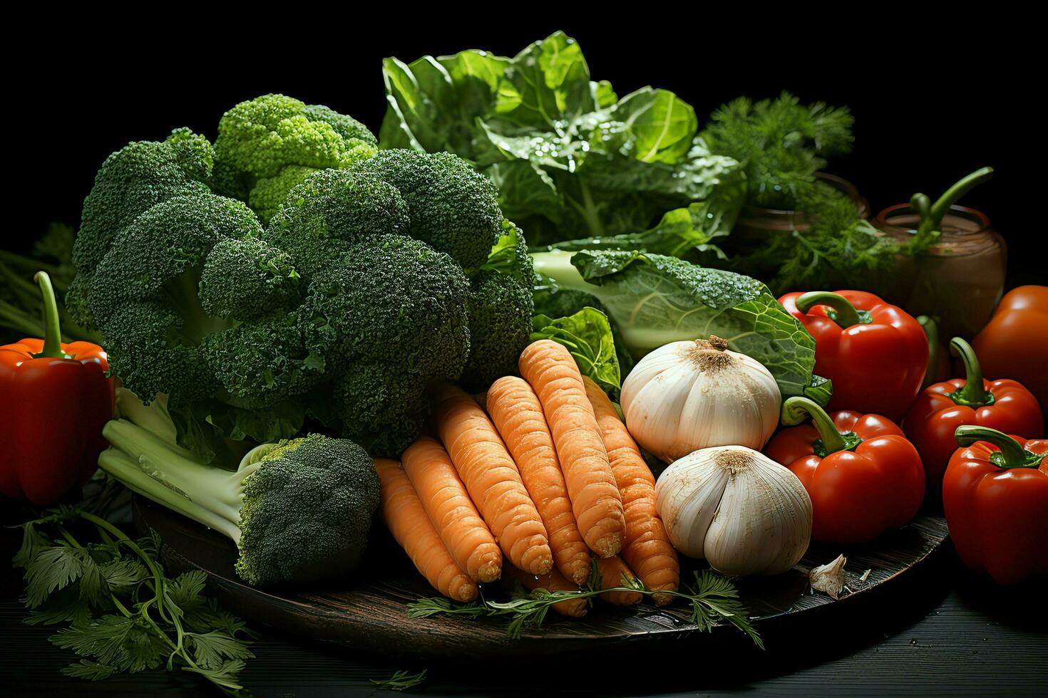 Collection mix fresh vegetables and fruits for a salad. Healthy diet concept and vegetables food by AI Generated photo