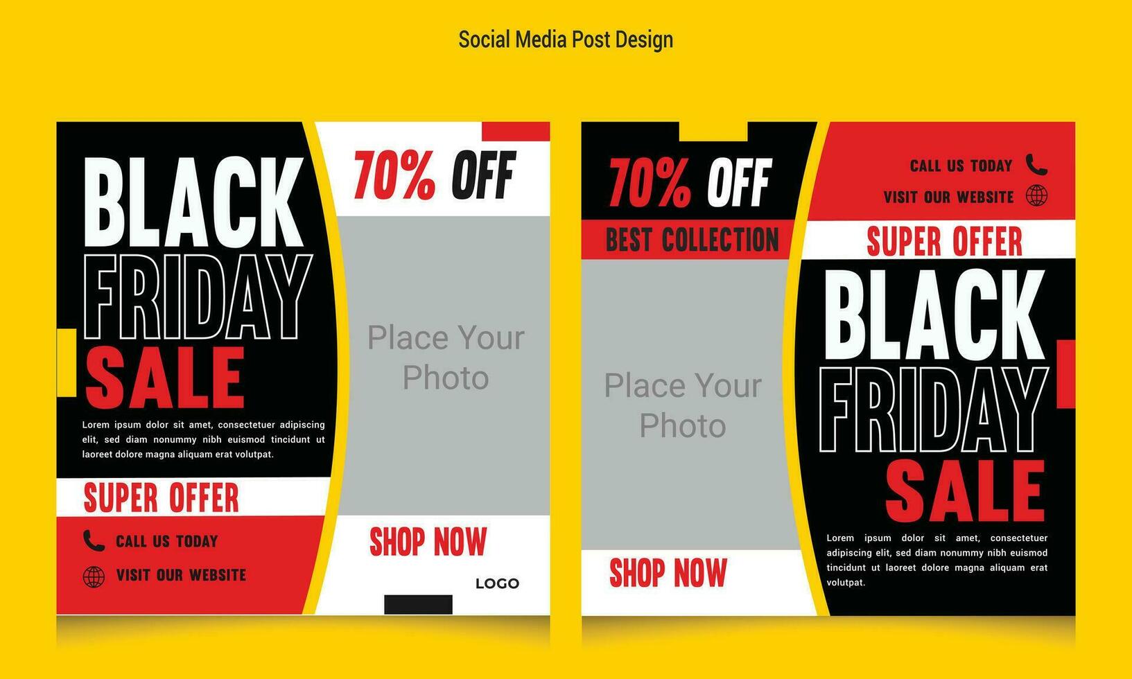 Black friday sale social media banner template, Black friday social media post banner template, Black friday social media post and discount sale banner design template vector
