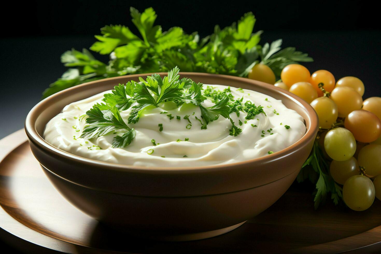 A delicious vegetables soup food in a bowl. Winter food and high protein soup meal concept by AI Generated photo