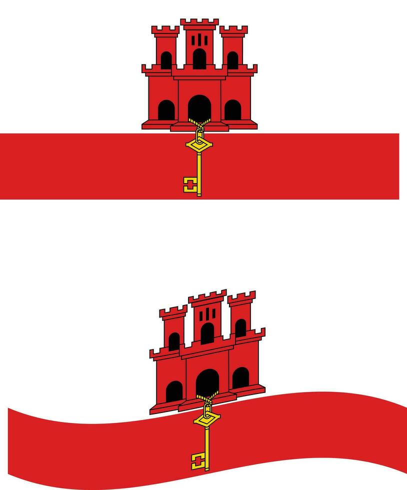 Waving flag of Gibraltar. Gibraltar flag on white background. flat style. vector