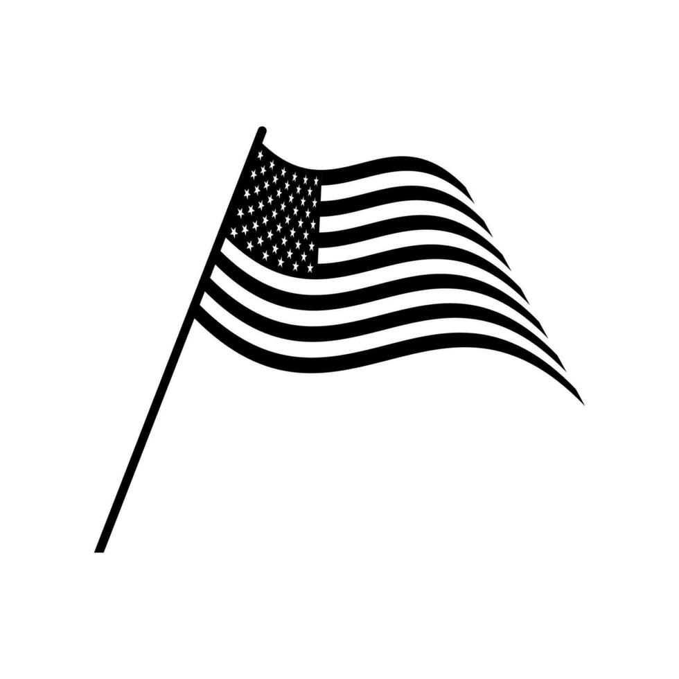 americano bandera vector. Estados Unidos bandera ilustración en negro y blanco. adecuado para ninguna contenido utilizando americano bandera temas vector