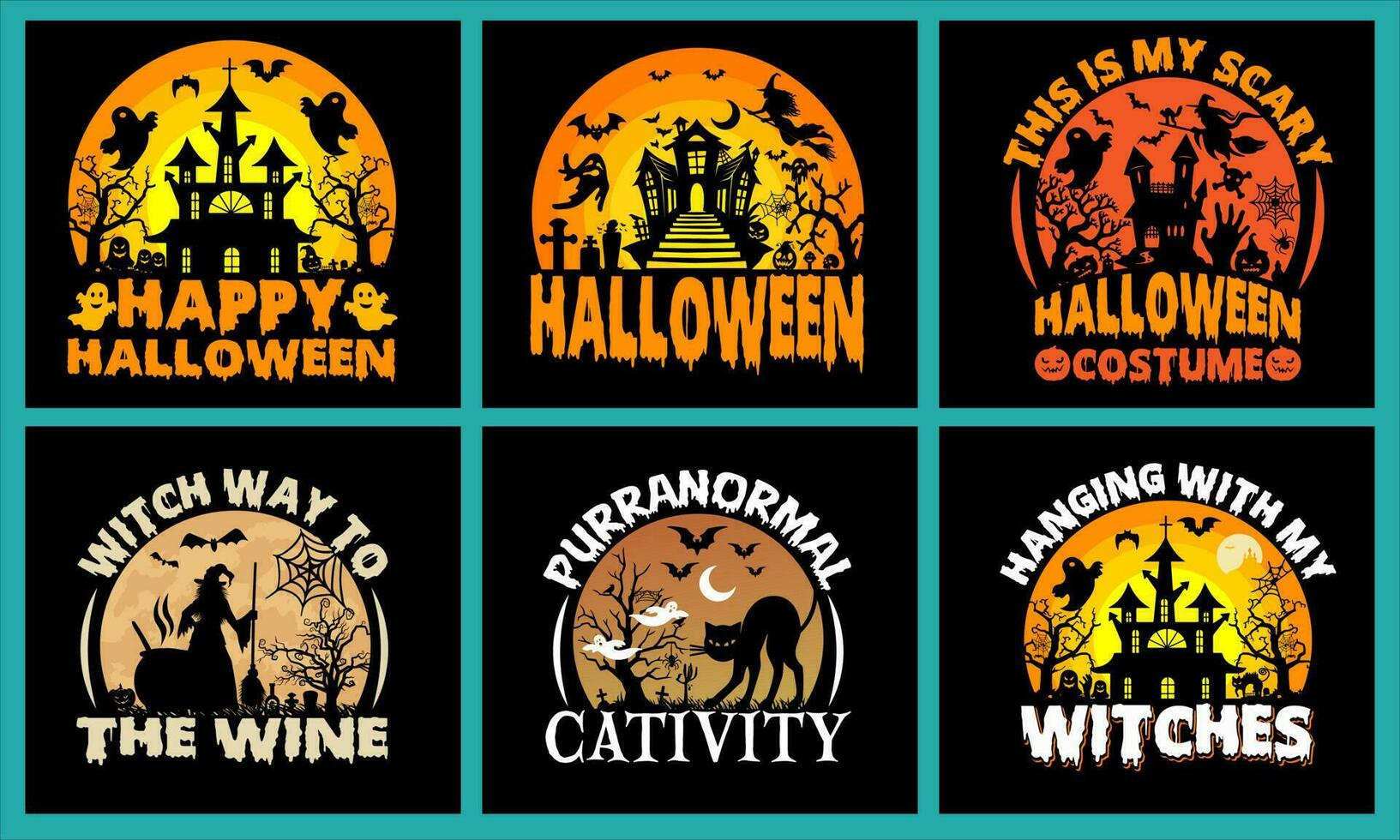 Halloween T shirt Design Bundle vector