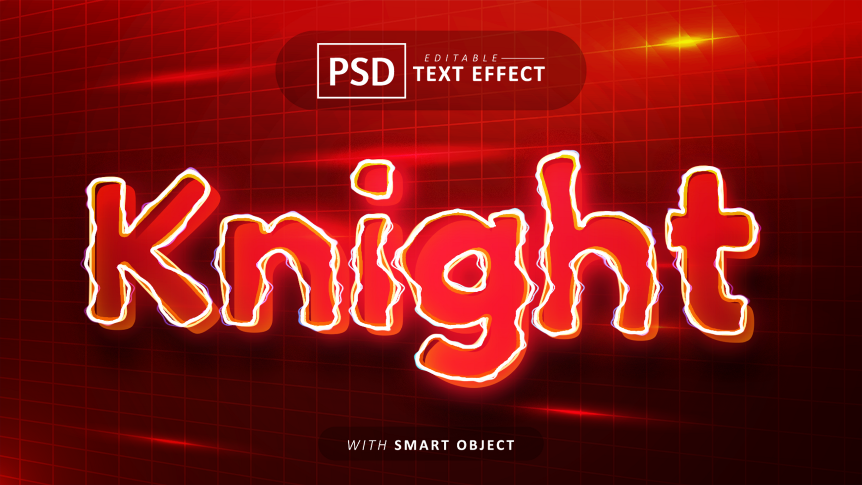 Knight red neon text effect editable psd