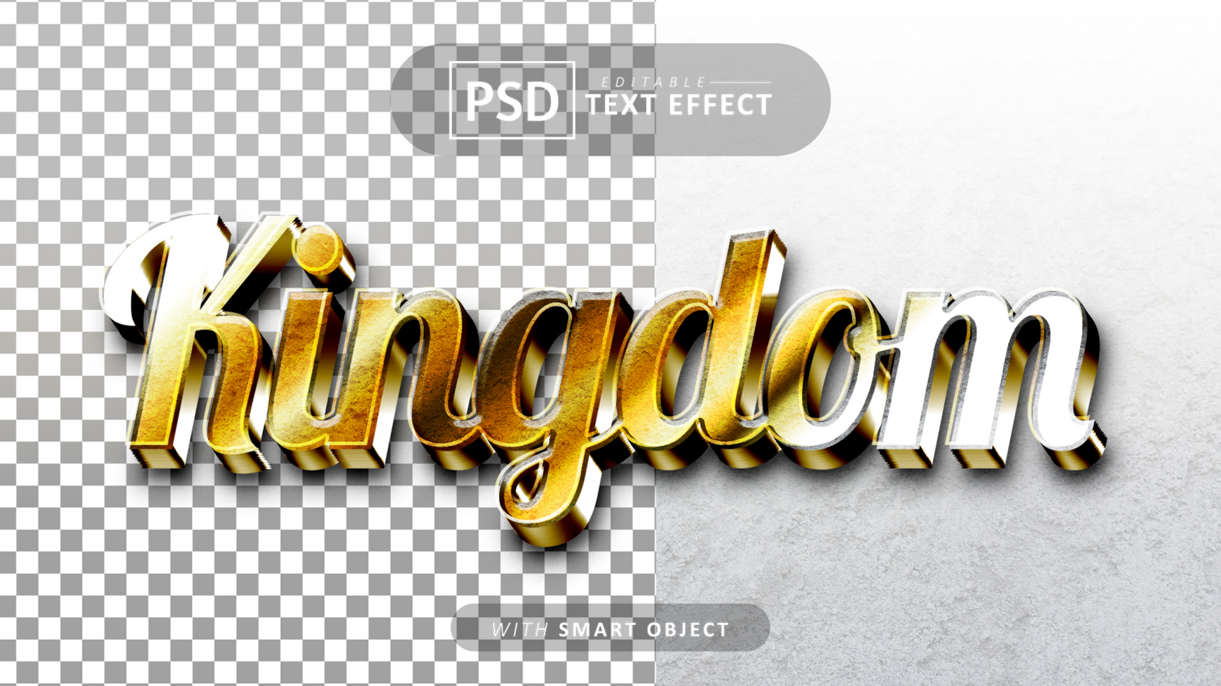 Kingdom gold 3d text effect editable psd