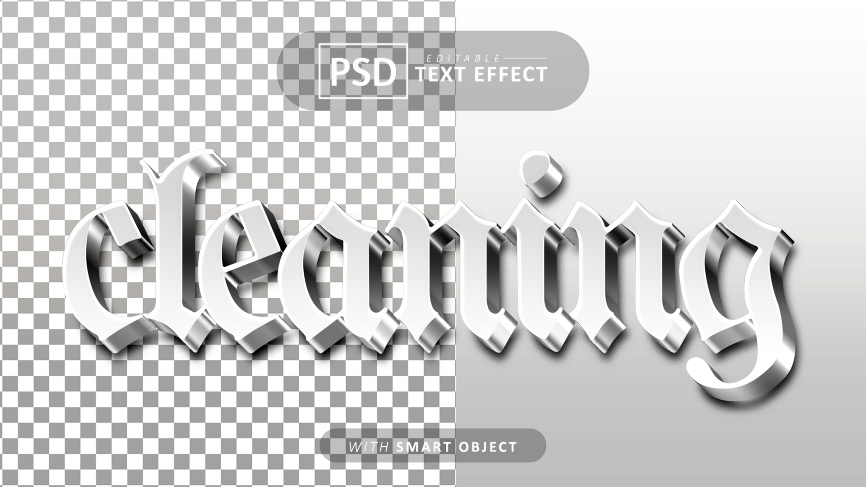 White cleaning 3d text effect editable psd