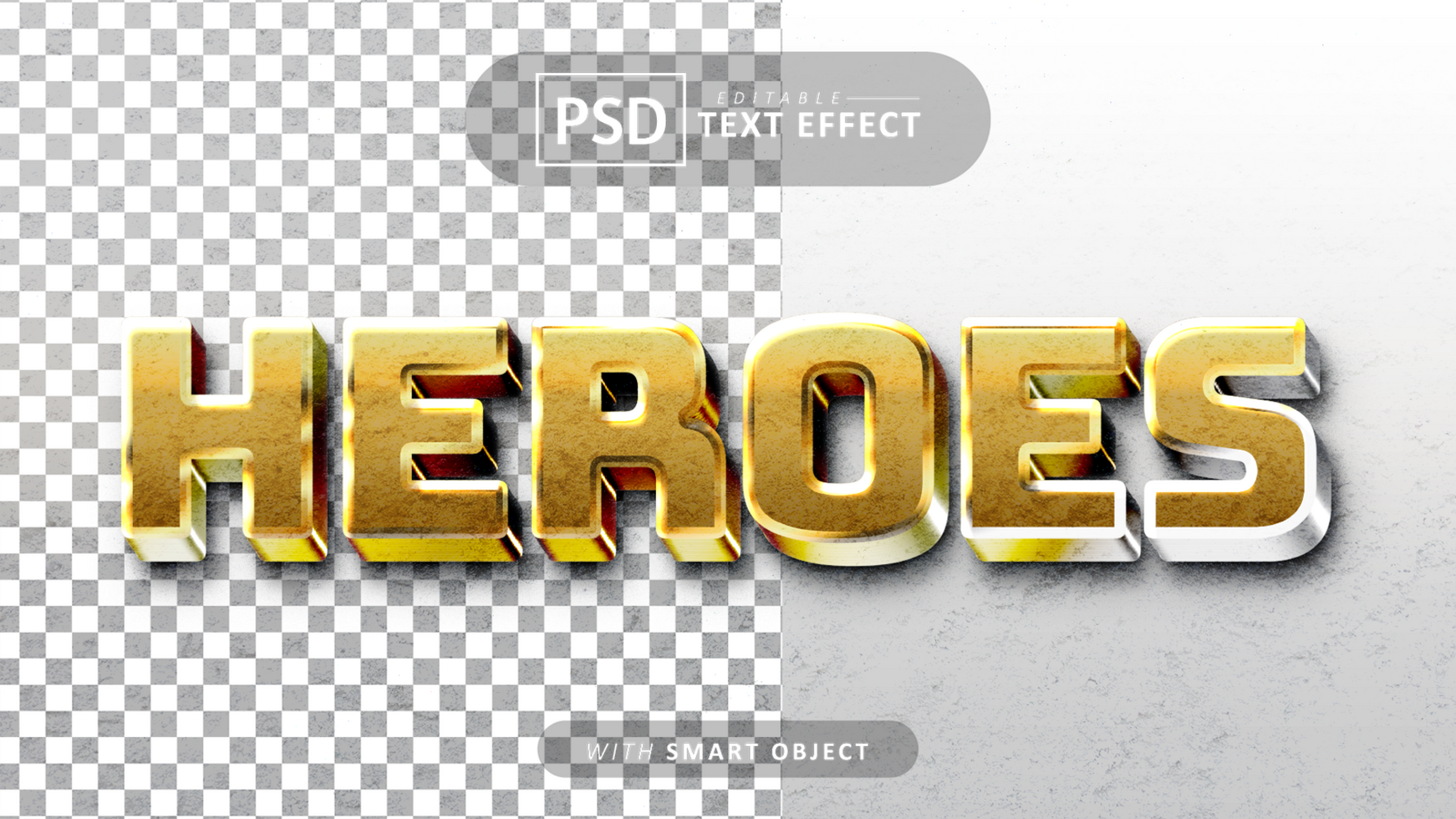 Super heroes gold 3d text effect editable psd