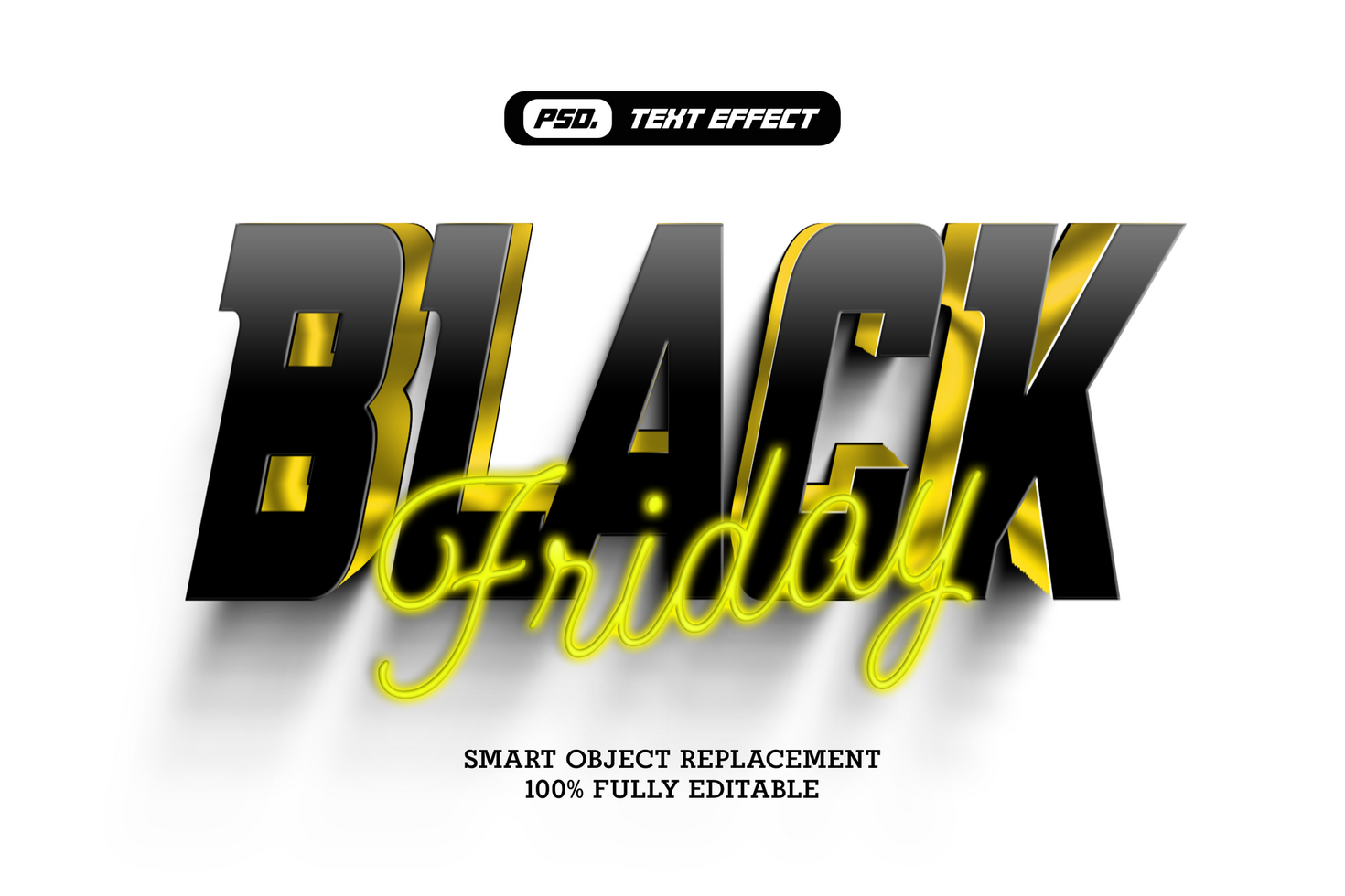 3d text effects template psd