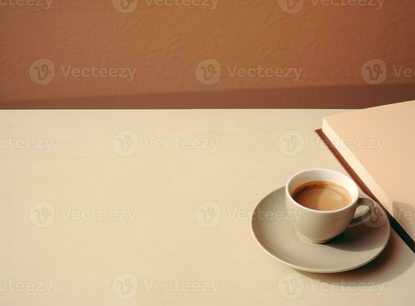 Minimalist background with cup of coffee photo