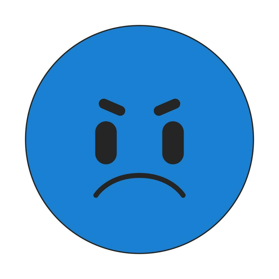 Angry emoticon flat line color isolated vector object. Hate, dislike reactions. Angry face emoji. Editable clip art image on white background. Simple outline cartoon spot illustration for web design