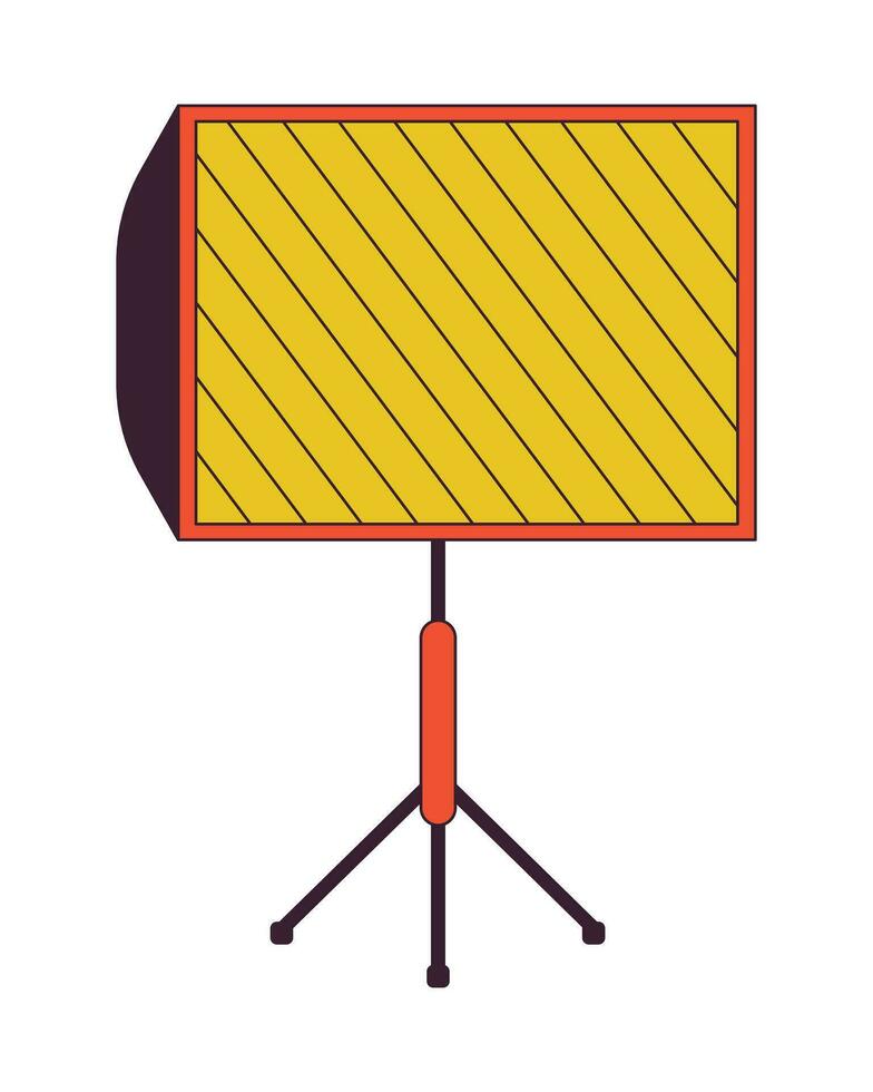 LED panel on tripod flat line color isolated vector object. Light equipment for photo studio. Editable clip art image on white background. Simple outline cartoon spot illustration for web design