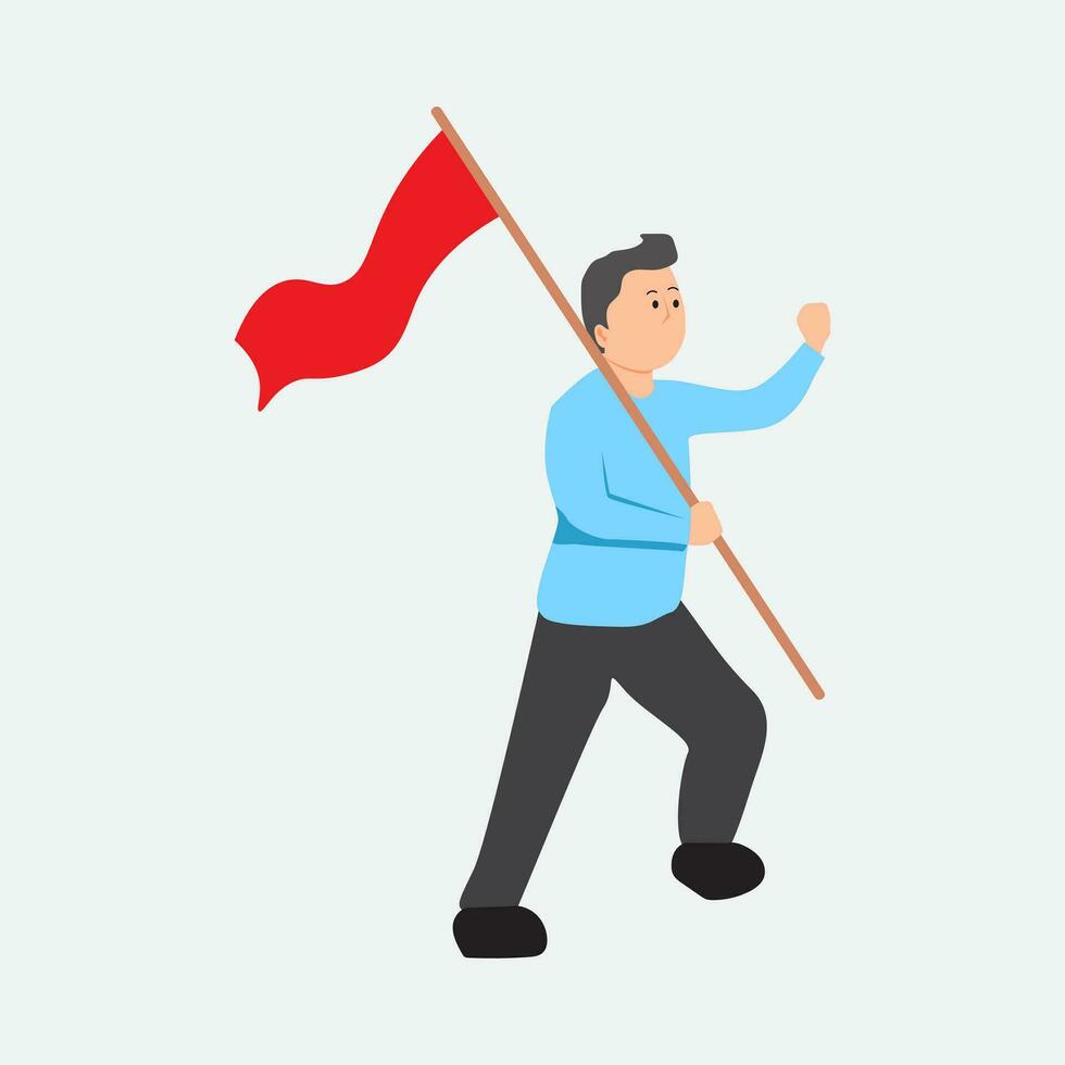 Celebrating Indonesia's independence day by waving the national flag. vector