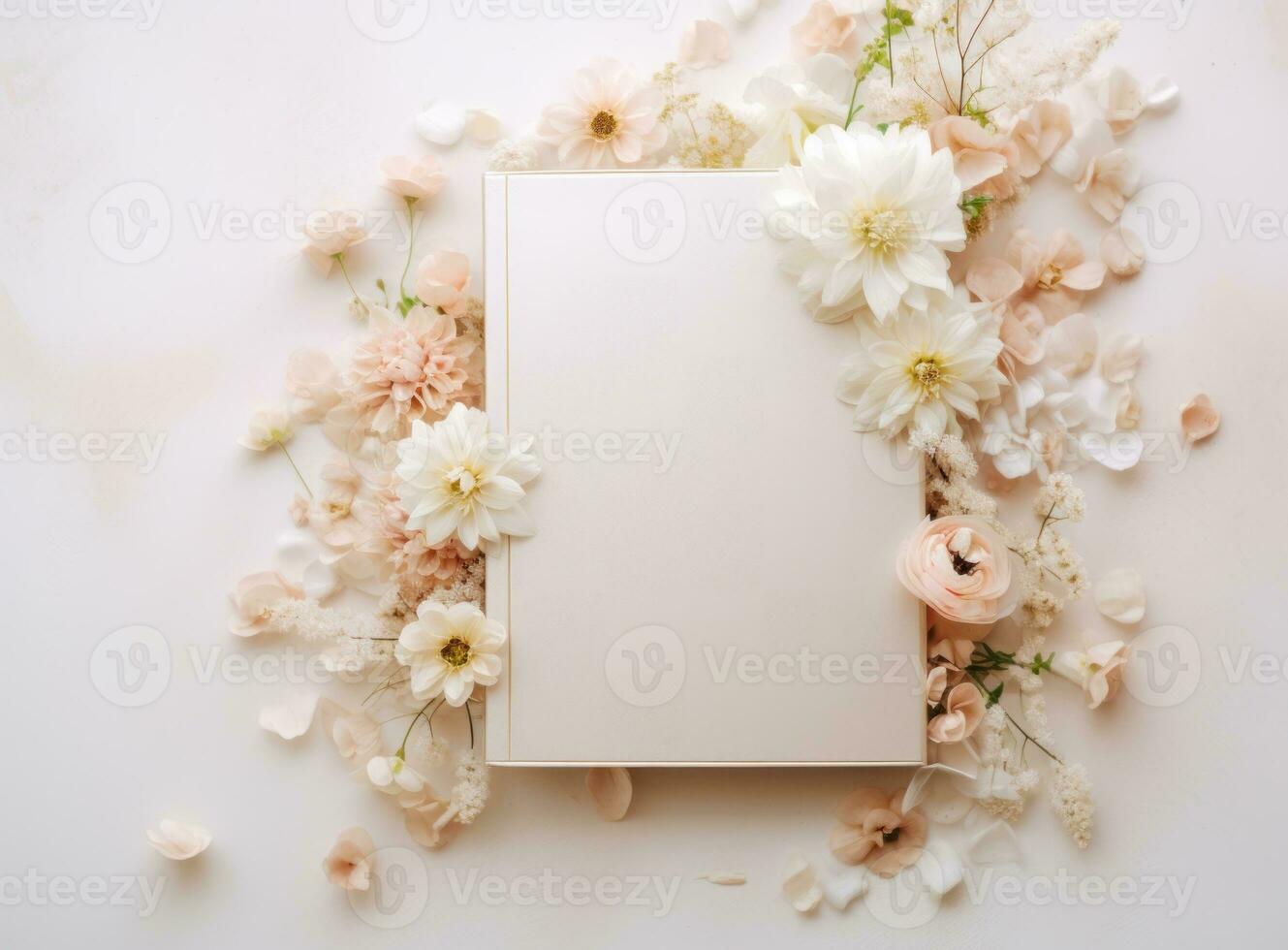 Empty book with flowers photo