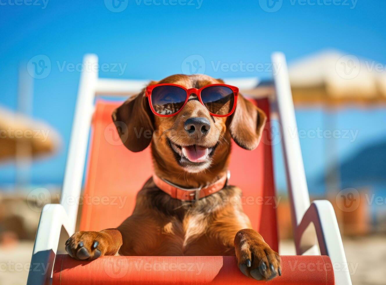 Cute funny dog at the beach photo