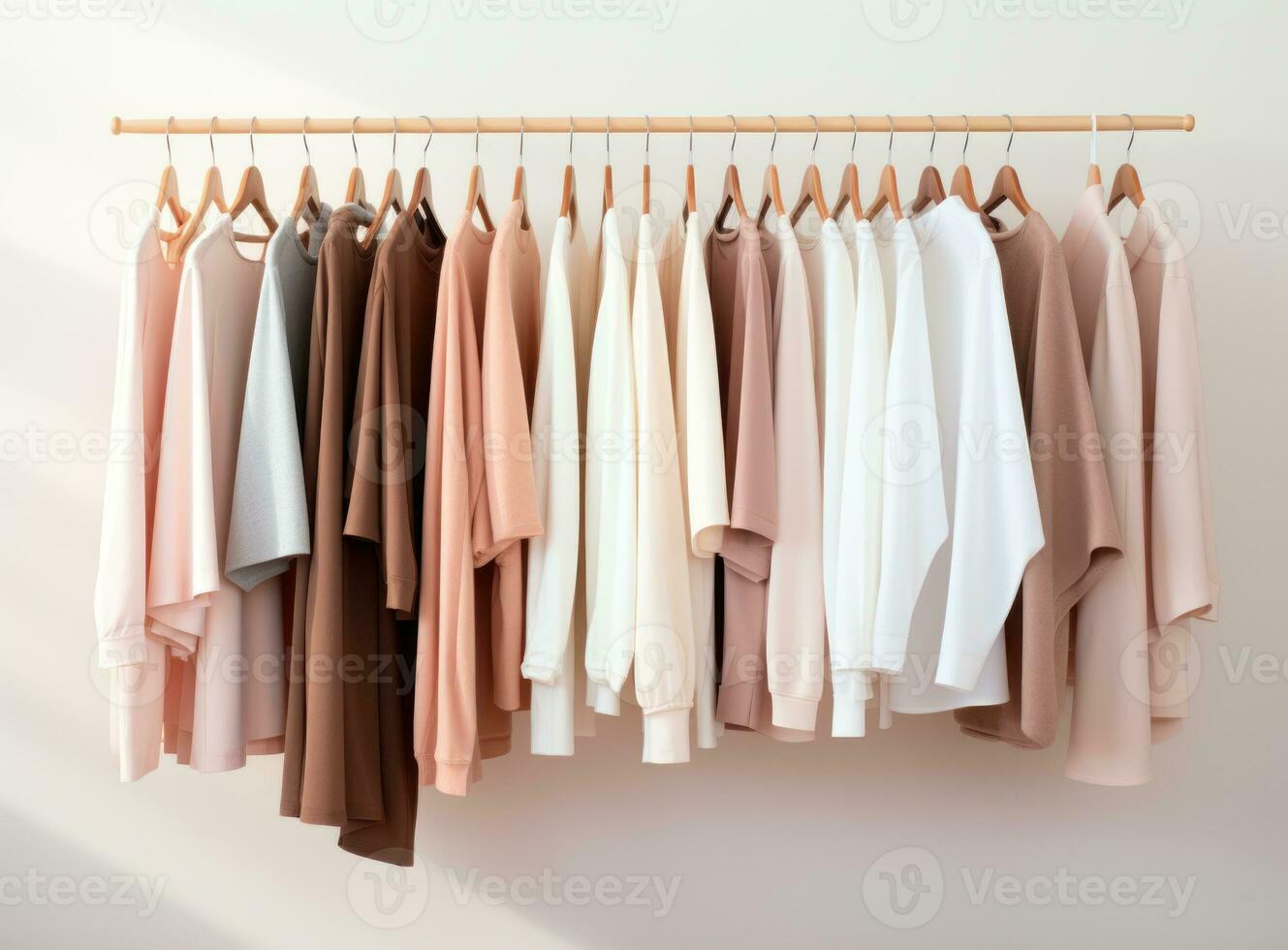 Clothes collection hanging on hangers photo