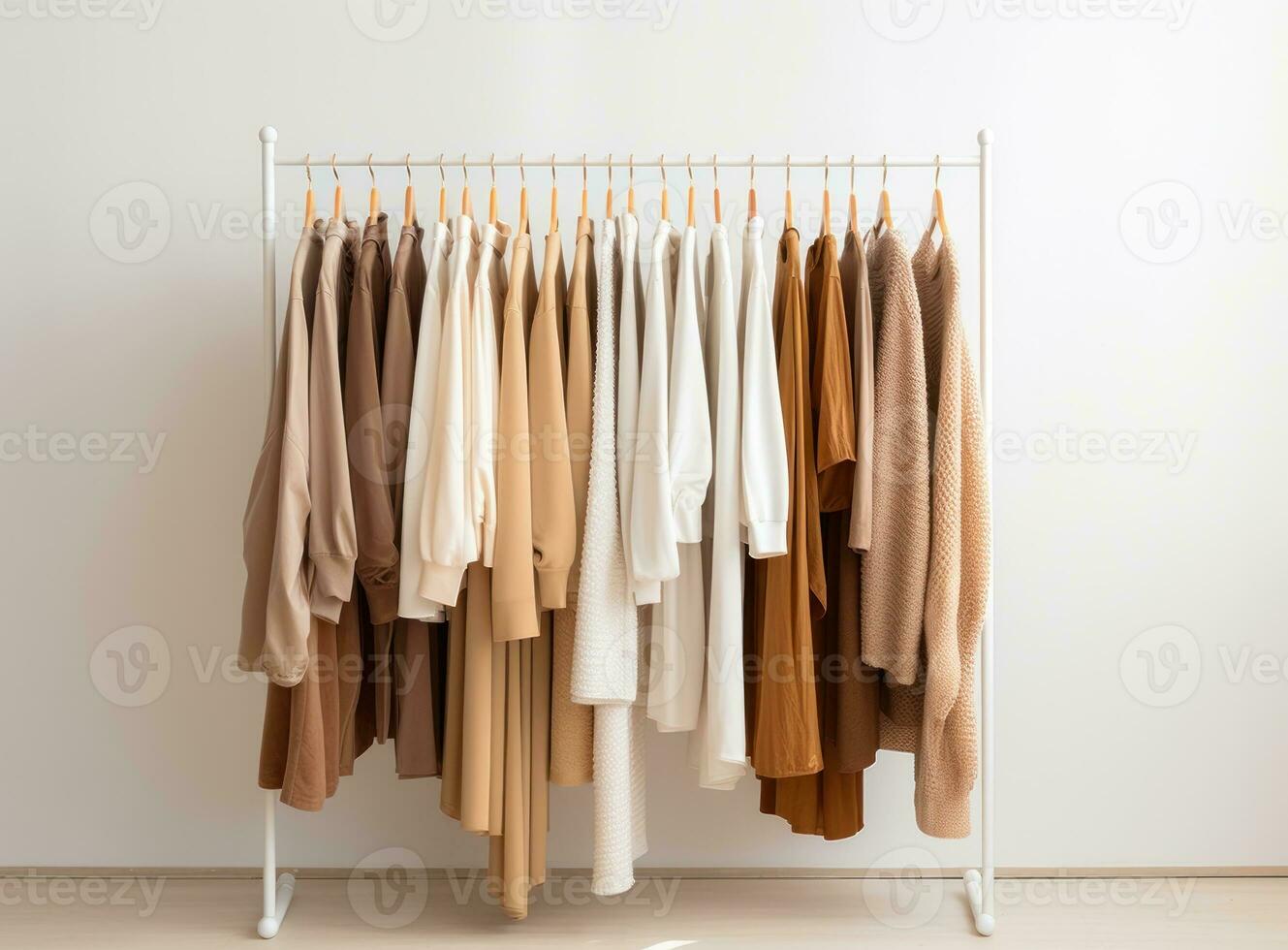 Clothes collection hanging on hangers photo