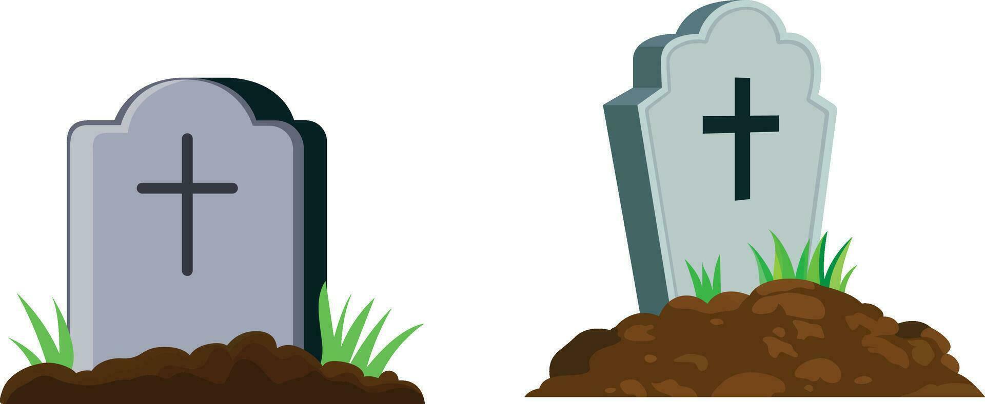 Tombstone, soil, grass, RIP stock vector illustration, monument, stone, plaque, gravestone with a cross, marker, headstone, cross, tomb, obelisk, memorial stone stock vector image