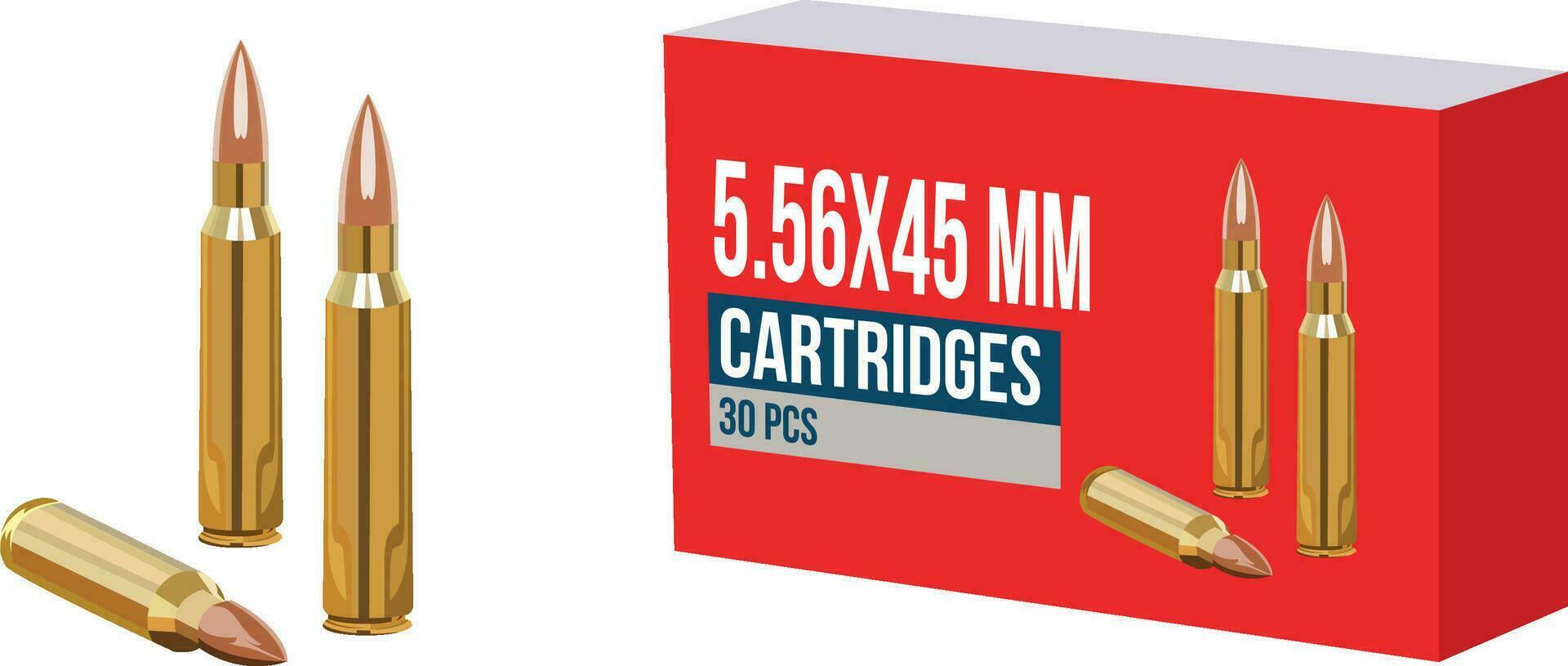 Ammunition cartridges 5.56x45mm vector illustration , gun weapon ammo