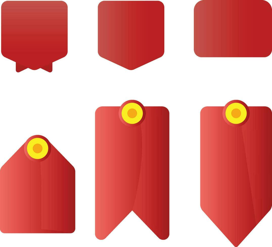 precio cinta etiqueta Al por menor y web ventas vector iconos, conjunto de diferente formas de rojo cinta etiquetas valores vector imagen