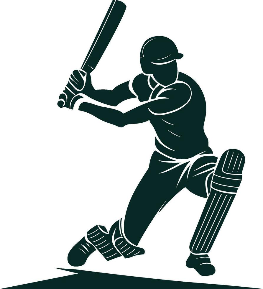 cricket player taking a shot vector illustration, Cricket batsman ...