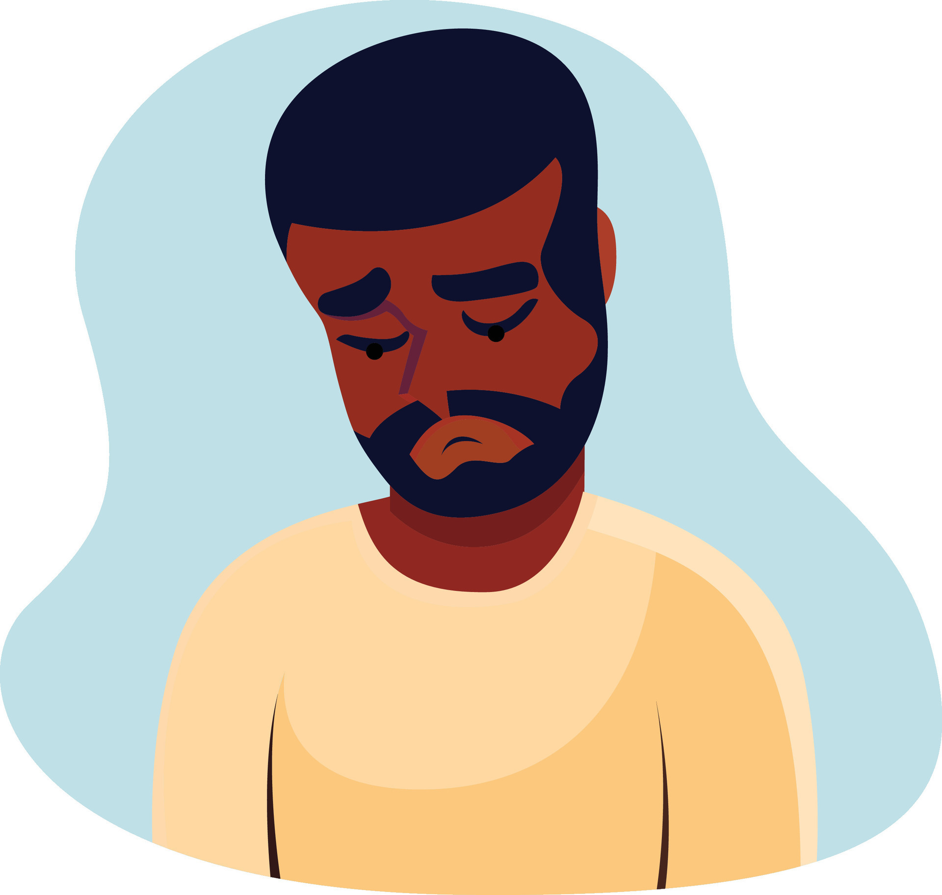 Sad man Feeling guilty flat style vector illustration, Man in a sad