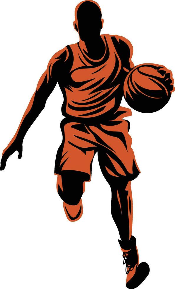 Basketball player running with a basketball flat style vector illustration, basketball player jumping with the ball vector image