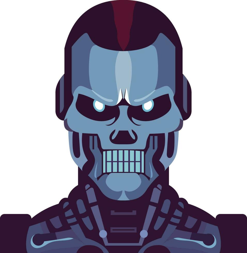 cyborg asesino robot Terminar humanos vector ilustración, mal robot plano estilo valores vector imagen