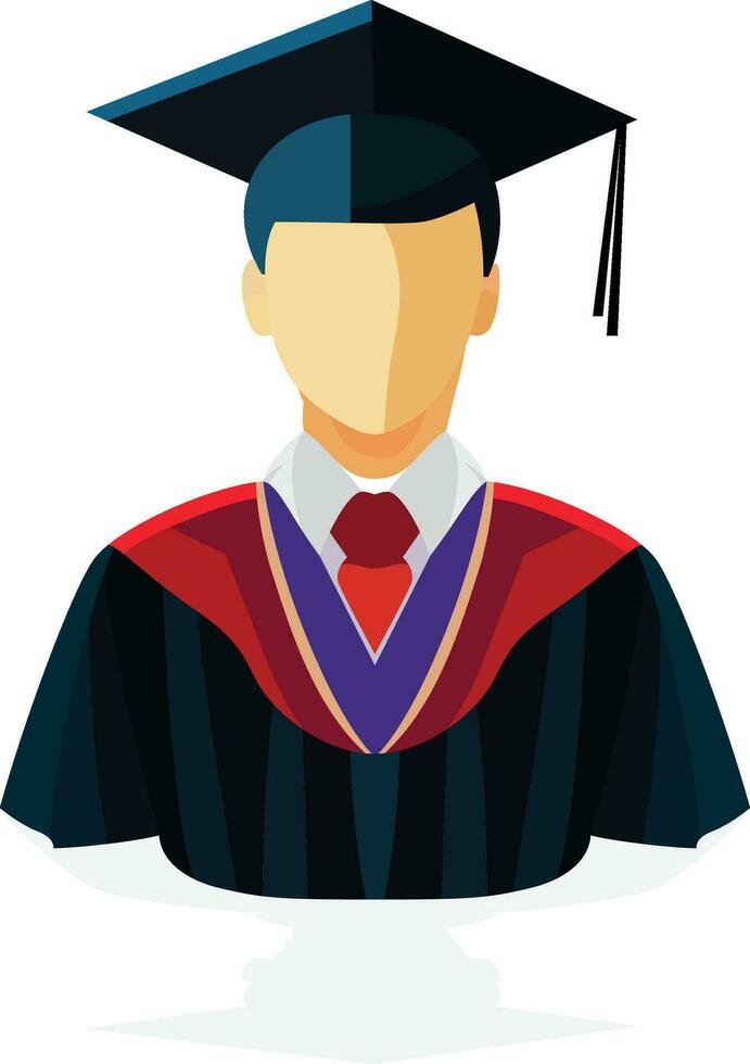 graduated male student flat style stock vector illustration, young graduated student man isolated on white background flat style vector image