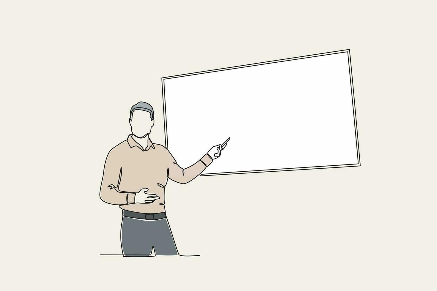 Color illustration of a man presenting his report vector