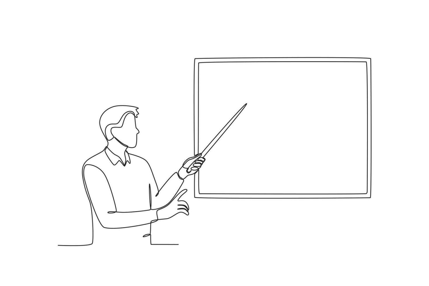 A male presenter pointing at a board vector