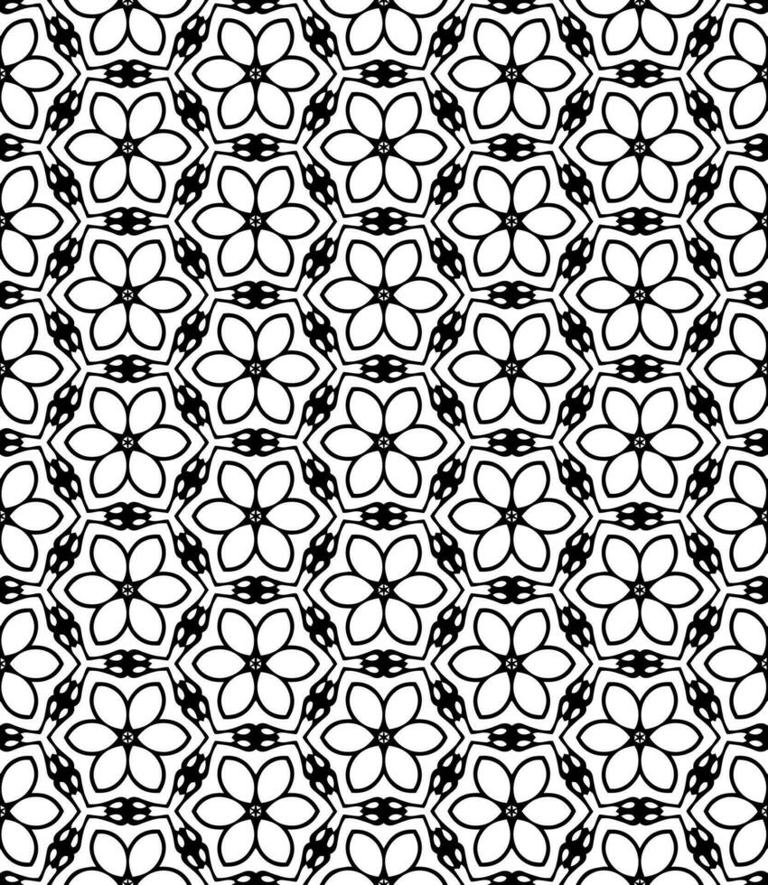 Black and white seamless abstract pattern. Background and backdrop. Grayscale ornamental design. vector