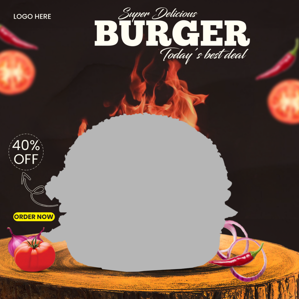 delicious burger and food menu social media banner template psd