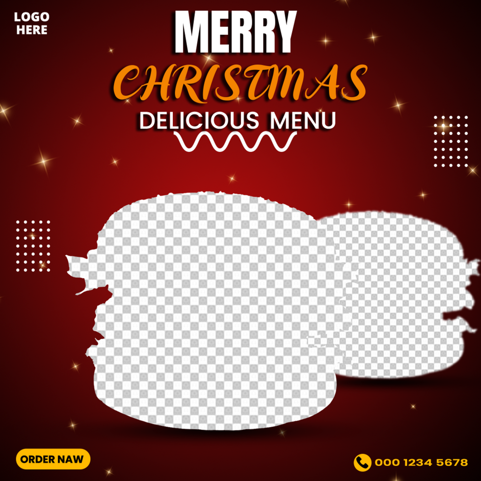 merry christmas food social media post template psd