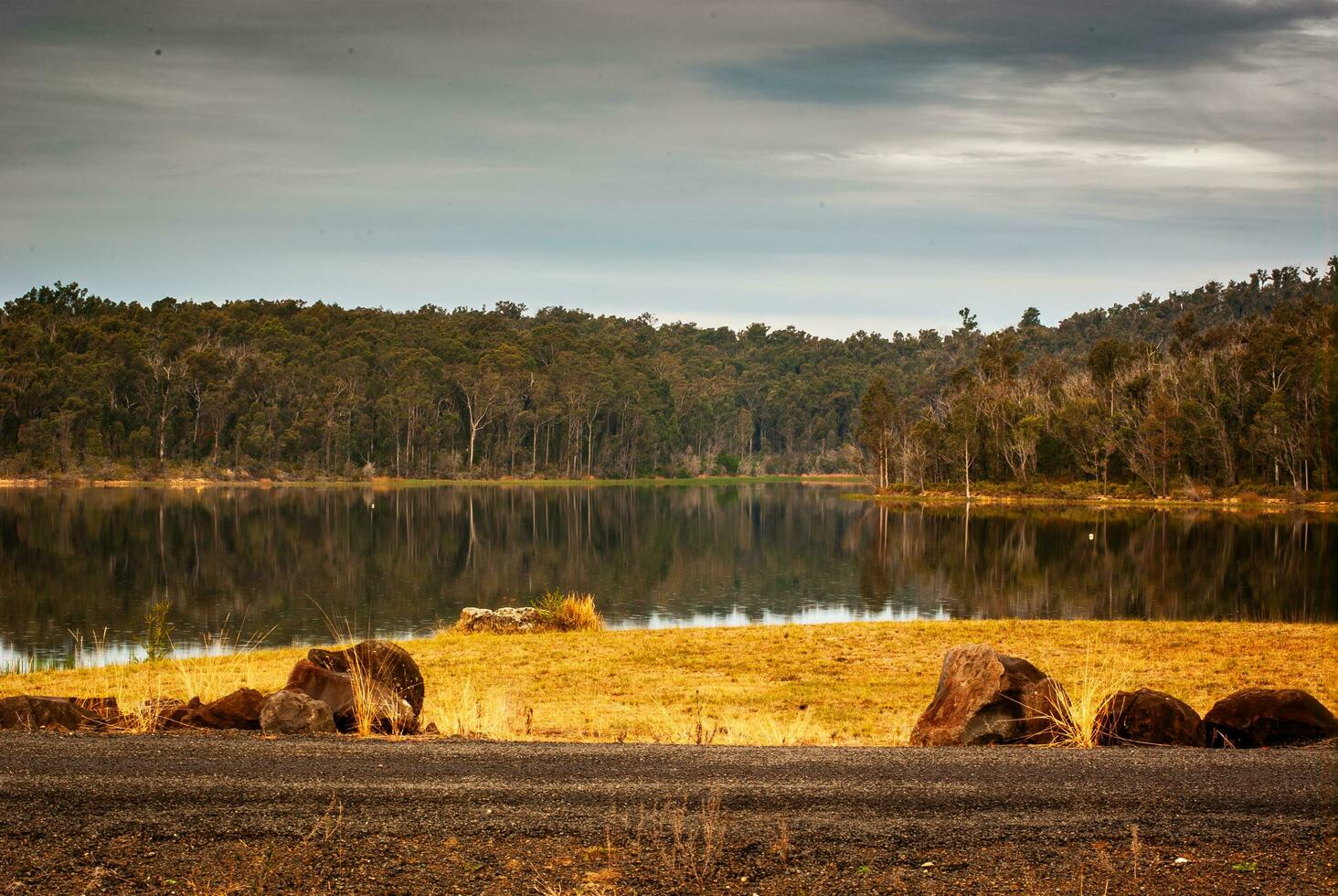 Reflections on dam photo