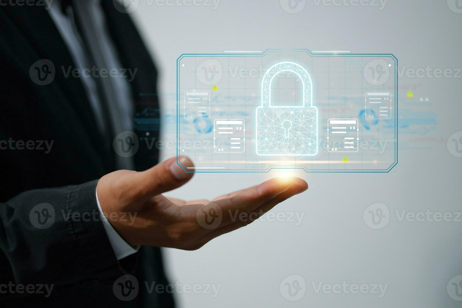 Protection network security safe your data concept. Digital crime by an anonymous hacker. photo