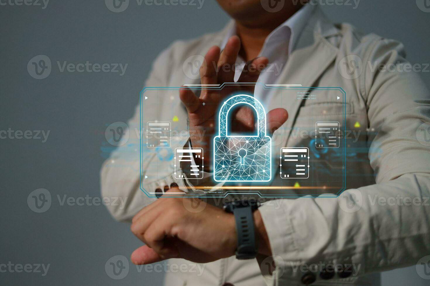 Protection network security safe your data concept. Digital crime by an anonymous hacker. photo