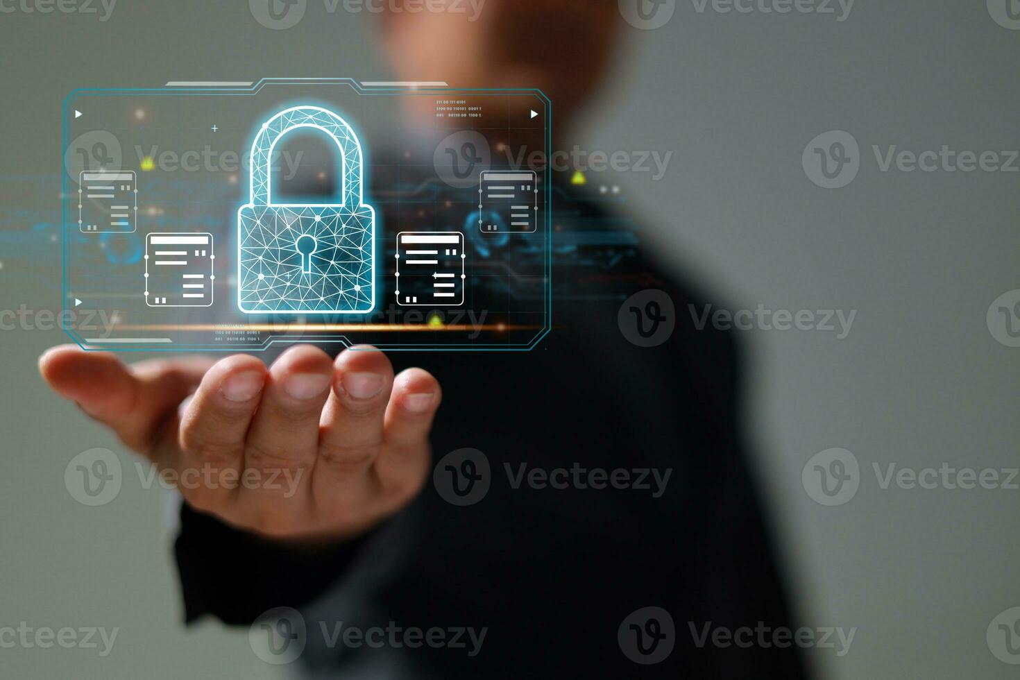 Protection network security safe your data concept. Digital crime by an anonymous hacker. photo