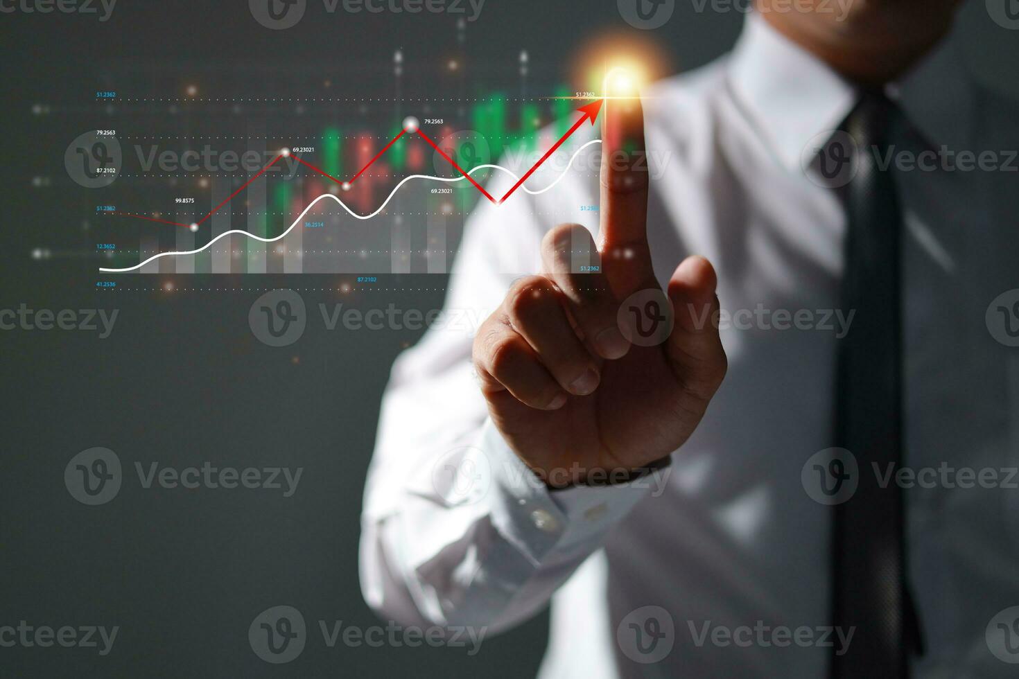Analysis profitability positive indicators of working companies with digital augmented reality graphics. photo