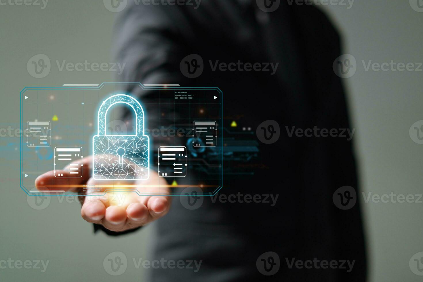 Protection network security safe your data concept. Digital crime by an anonymous hacker. photo