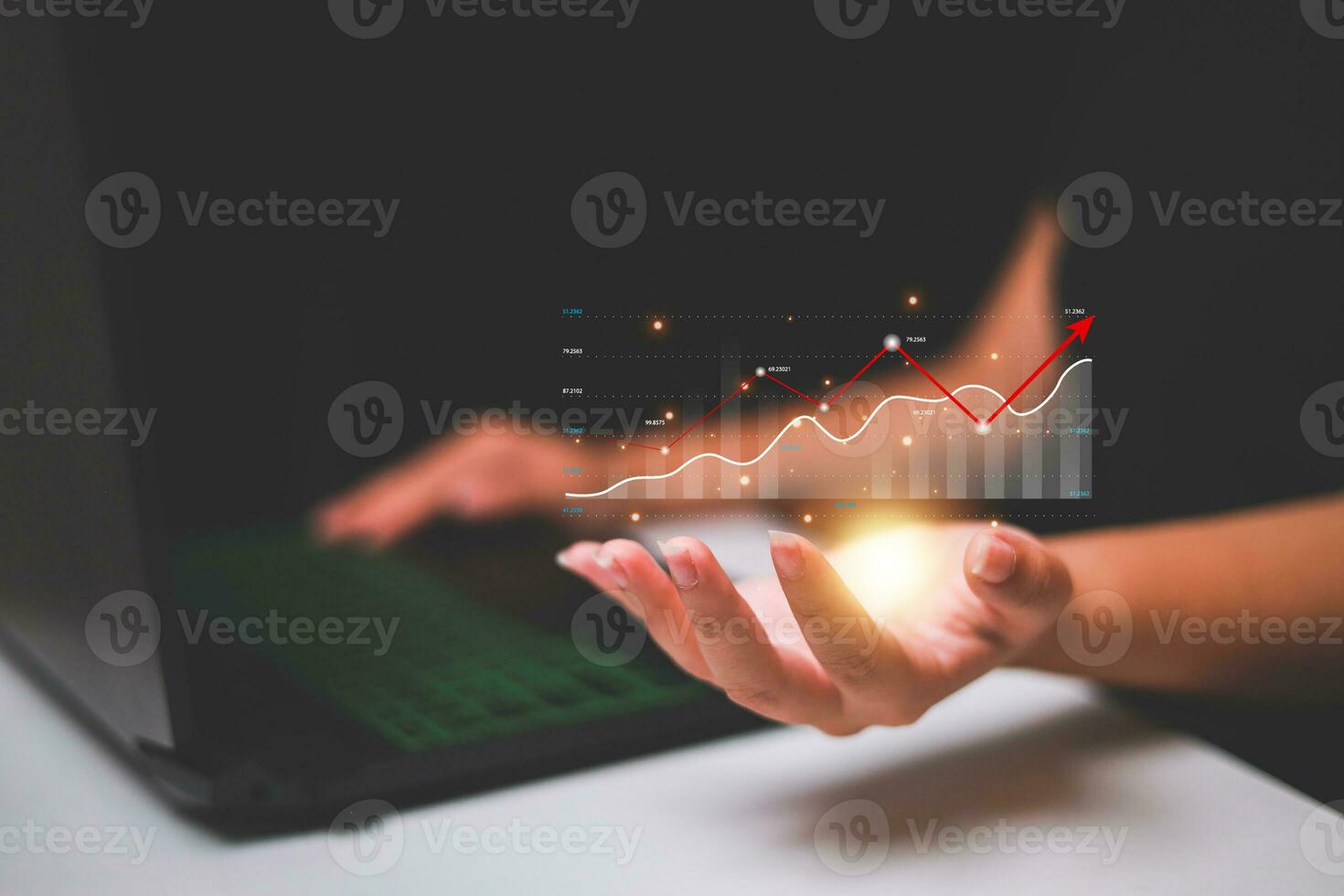 Data analytics report business strategy, management tools, Stock market indicator or forex trading graph and financial investment. photo