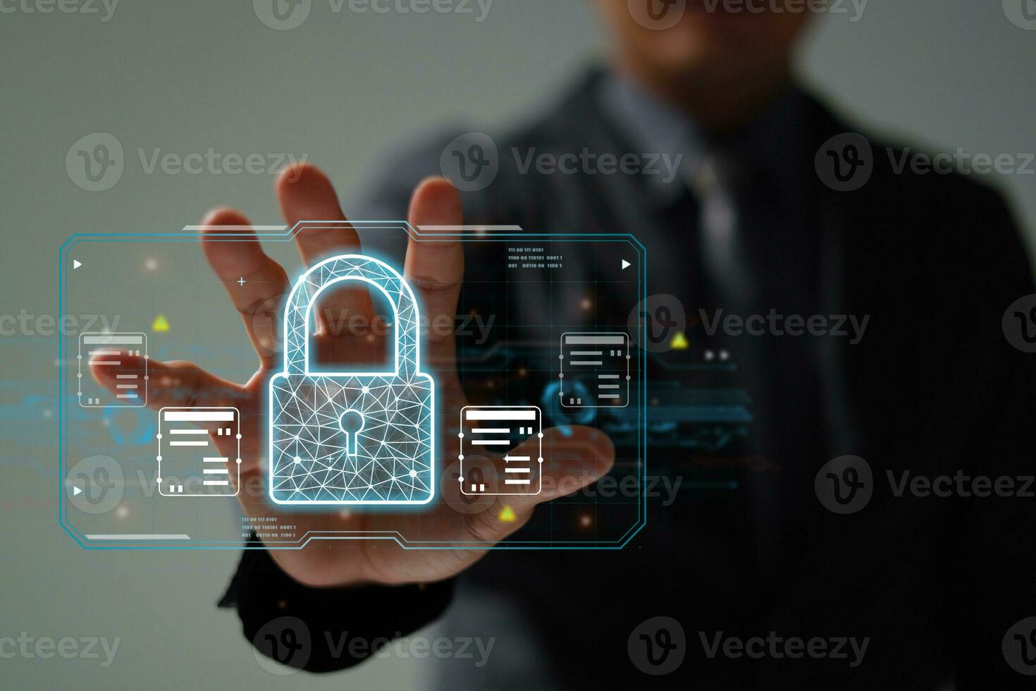Protection network security safe your data concept. Digital crime by an anonymous hacker. photo