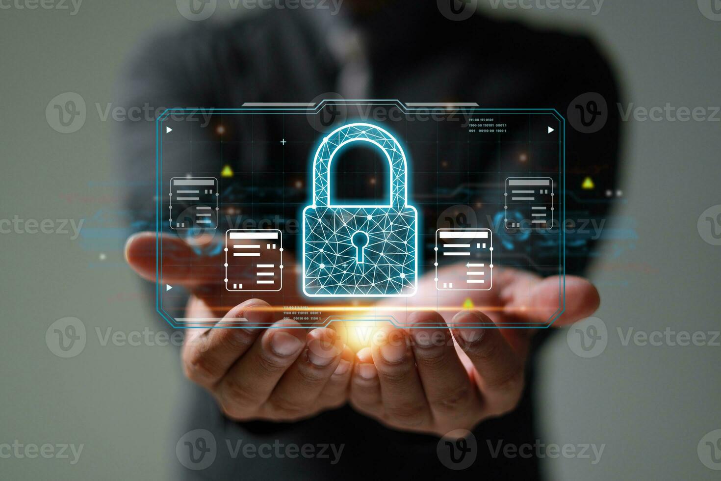 Protection network security safe your data concept. Digital crime by an anonymous hacker. photo