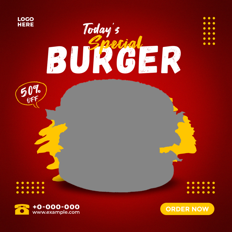 Food Social Media Promotion Banner Post Template For Burger Post psd