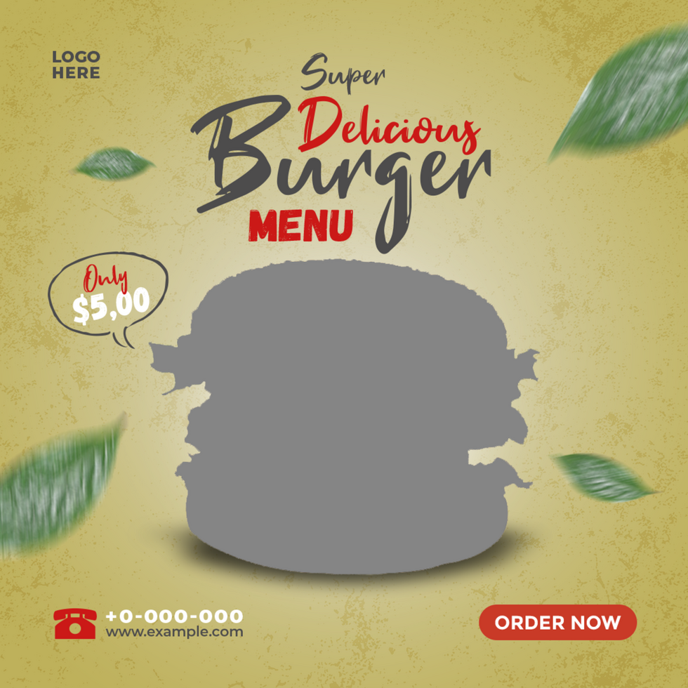 Food Social Media Promotion Banner Post Template For Burger Post psd