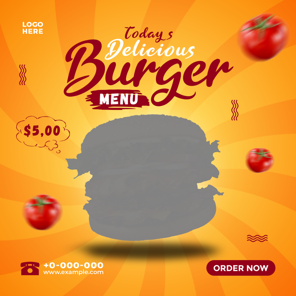 Food Social Media Promotion Banner Post Template For Burger Post psd