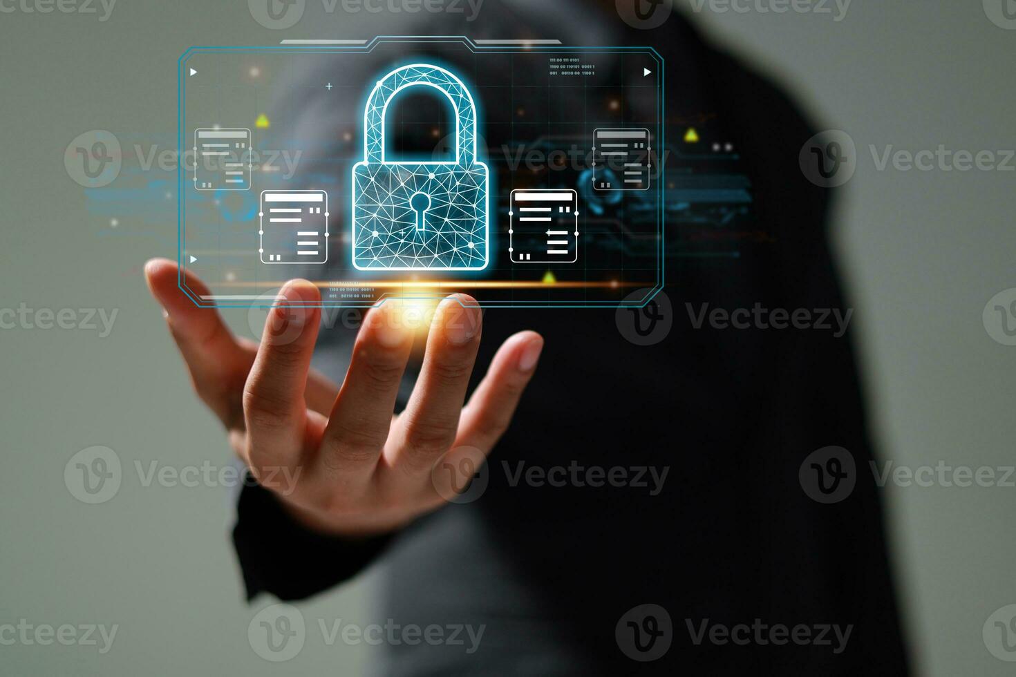 Protection network security safe your data concept. Digital crime by an anonymous hacker. photo