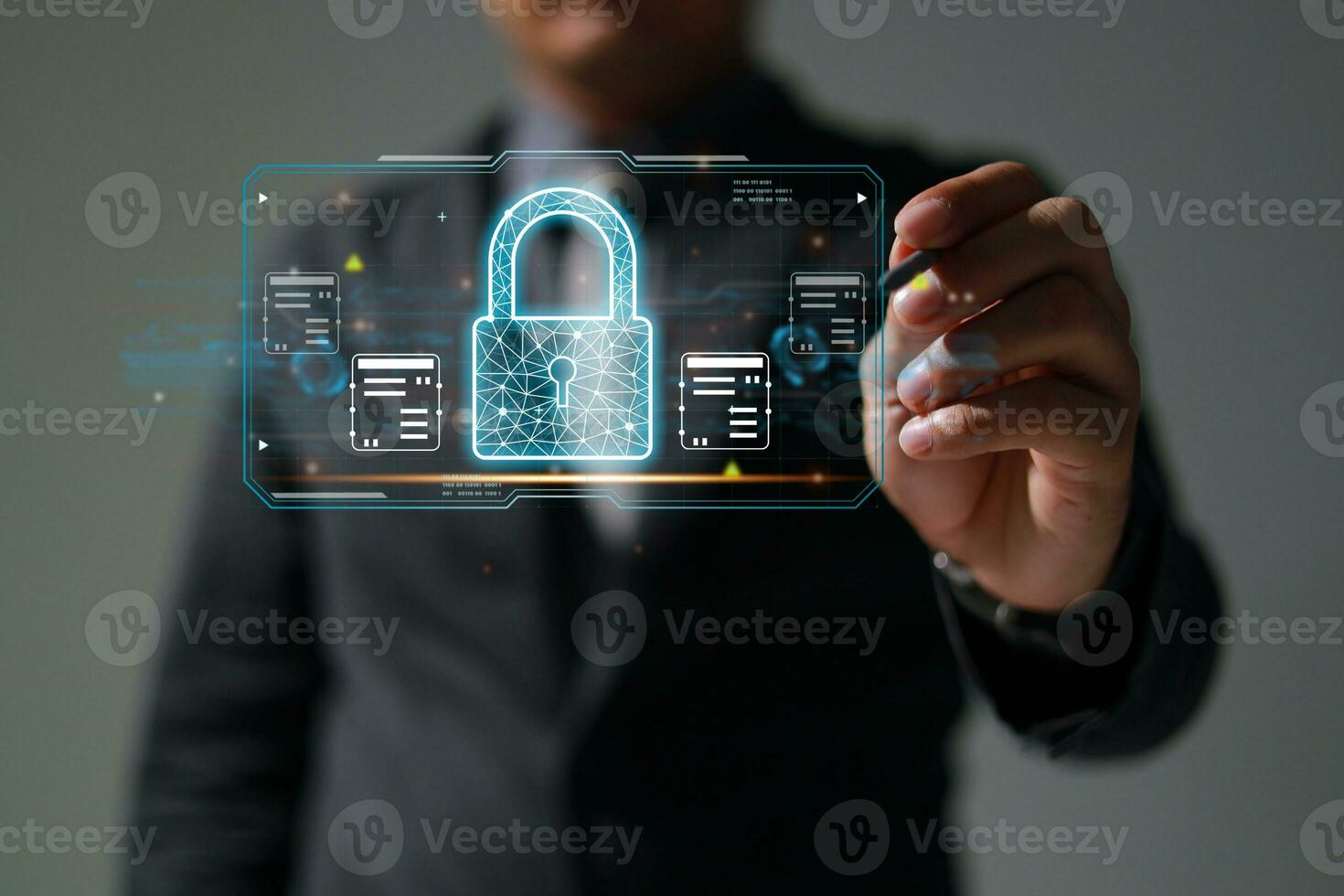 Protection network security safe your data concept. Digital crime by an anonymous hacker. photo