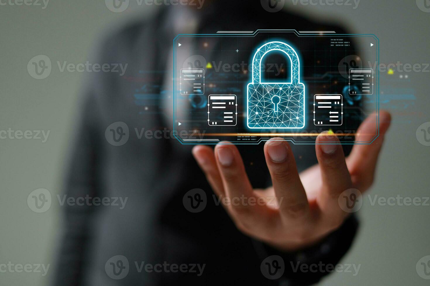 Protection network security safe your data concept. Digital crime by an anonymous hacker. photo
