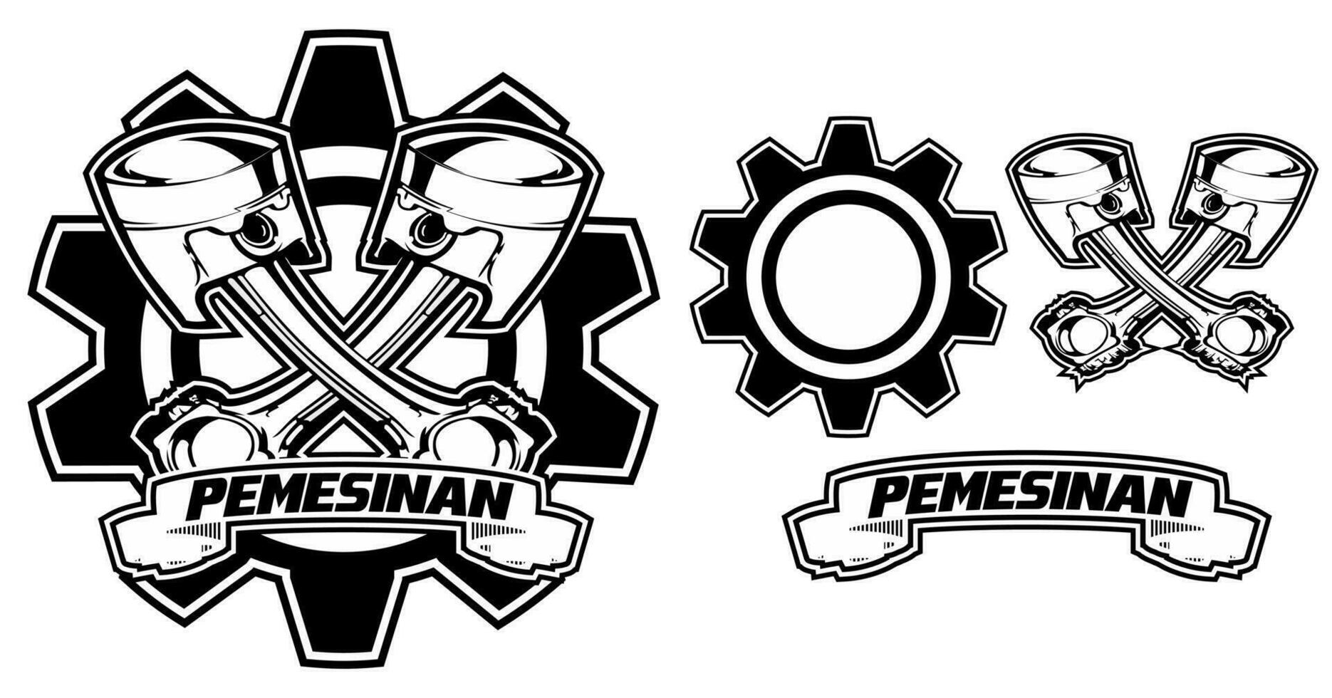 DOUBLE PISTON WITH CIRCLE GEAR VECTOR LOGO